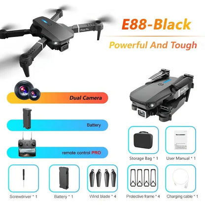 Mini Drone with Camera HD 1080P Foldable Quadcopter with 1 Battery - Black