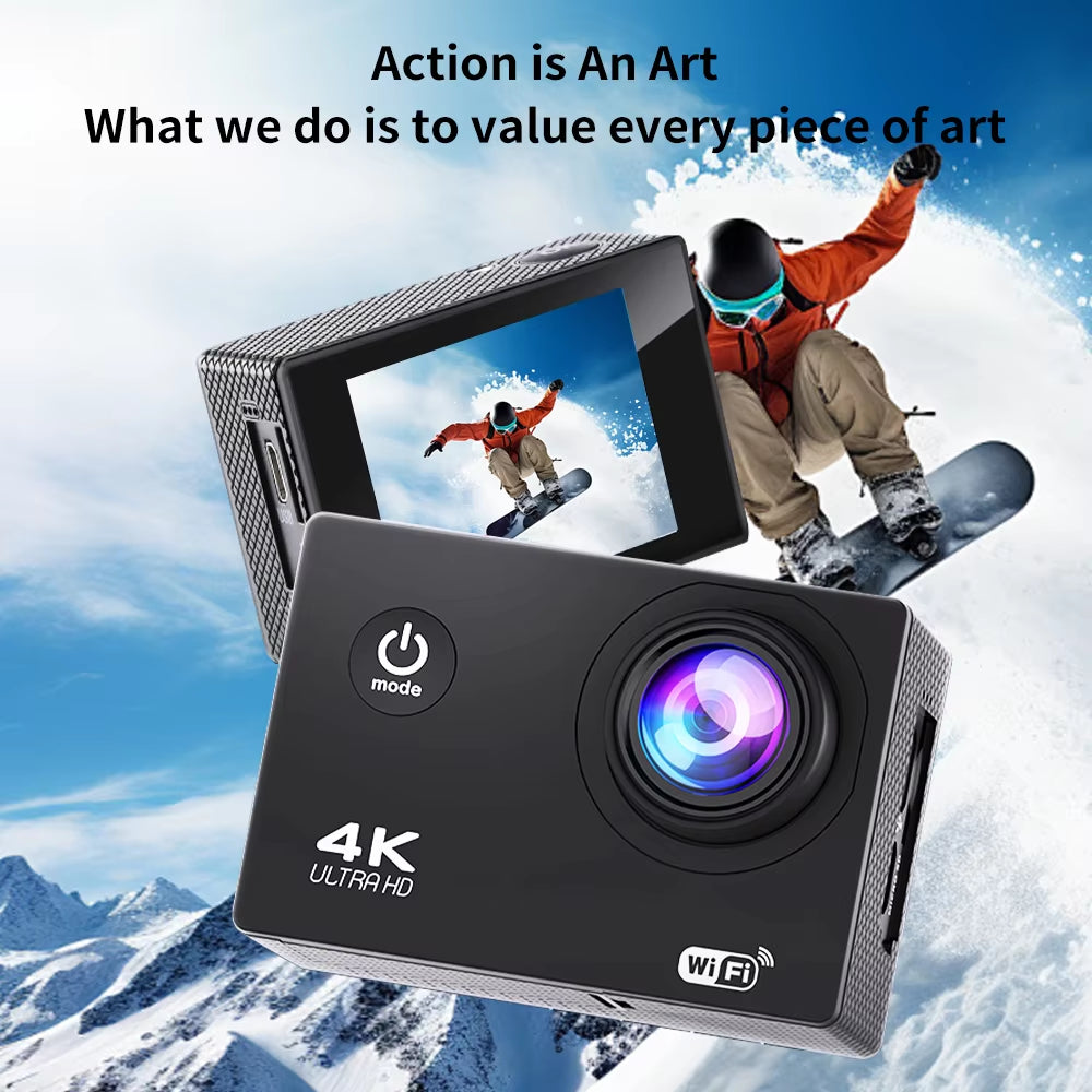 4K Action Camera Wifi 2.0" Screen 1080P/30FPS Waterproof Camera Helmet Video Recording Camera Sports Cameras Outdoor Mini Cam