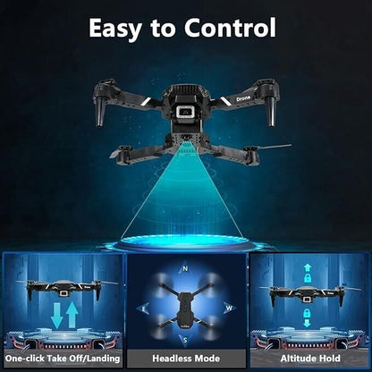 Mini Drone with Camera HD 1080P Foldable Quadcopter with 1 Battery - Black